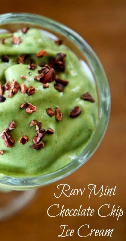 Raw Mint Chocolate Chip Ice Cream - Learn how to make a delicious all natural ice cream made with fresh ingredients with a hint of peppermint essential oil.