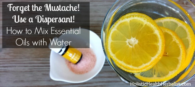 How to mix essential oils with water using a dispersant.