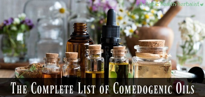The Complete List of Comedogenic Oils and Their Ratings - photo of bottles of oils.