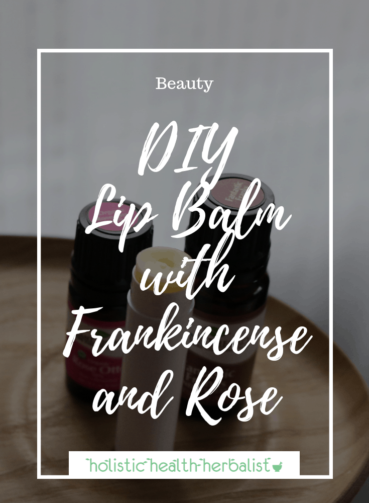 DIY Lip Balm with Frankincense and Rose - This DIY lip balm recipe is perfect for protecting, soothing, and moisturizing dry and chapped lips. plus, the aroma is resinous and rosy!