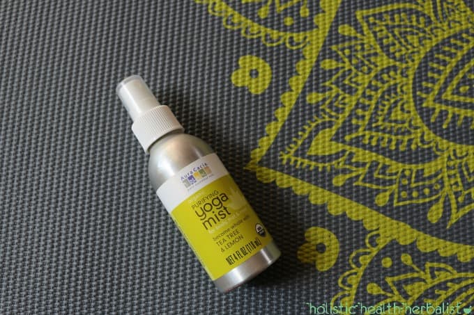 photo of yoga mat spray on a yoga mat