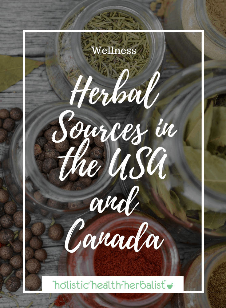List of Herbal Sources in the USA and Canada (photo of jars full of various herbs)